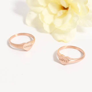 "Amour" Heart Signet Ring