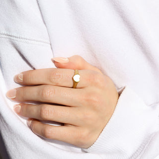 Gold Heart Signet Ring