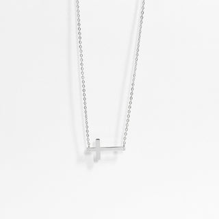 Stainless Steel Horizontal Silver Cross Necklace