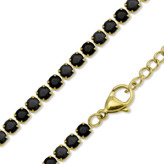 Gold Jet Tennis Chain Necklace