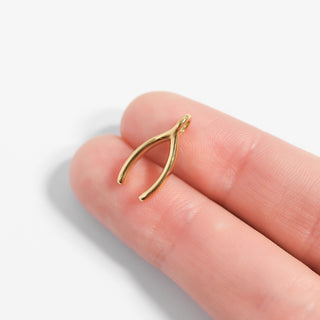 Gold Wishbone Charm